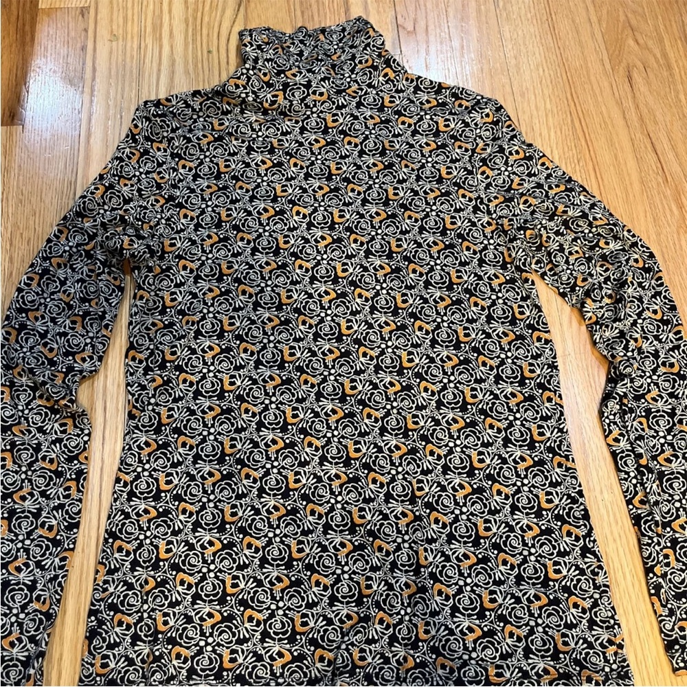 Vintage Coco Y Club Black And Orange Floral Print Top Size M